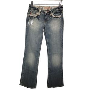 Miss Me Vintage 90s Y2k NWT Lace Pocket Low Rise Boot Cut Denim Jeans Size 27